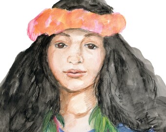 WAHINE HULA, Hawaiian Woman, island art, Hula dancer face