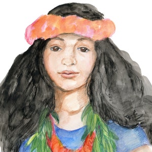 WAHINE HULA, Hawaiian Woman, island art, Hula dancer face