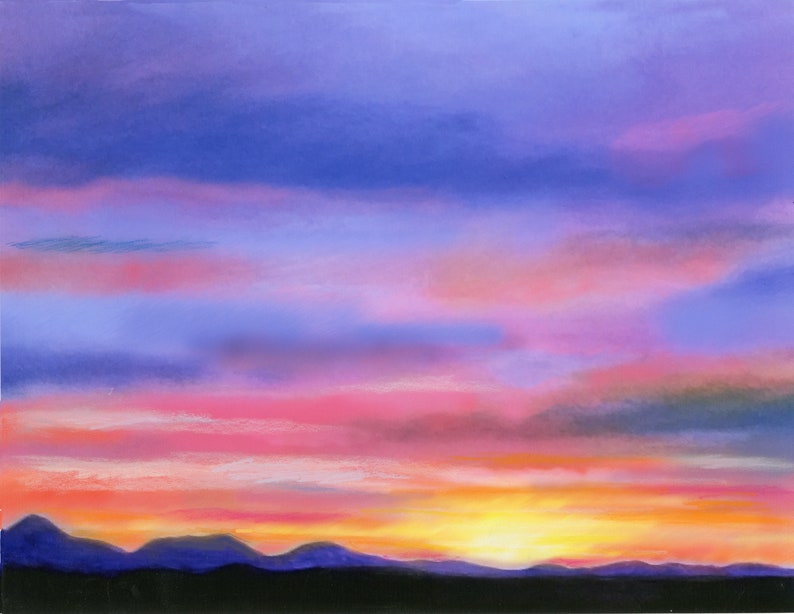 North LAS VEGAS SUNSET, desert sunset, Desert painting, desert southwest, dramatic city Sunset image 1