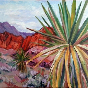 Desert Red Roc, Las Vegas desert, Red Rock Canyon, Desert painting