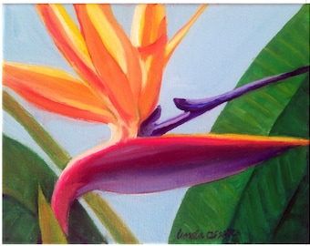 Detail of HAWAIIAN BIRD of PARADISE, Tropical Floral, Hawaiian gardens,  Resort Decor, southern tropical