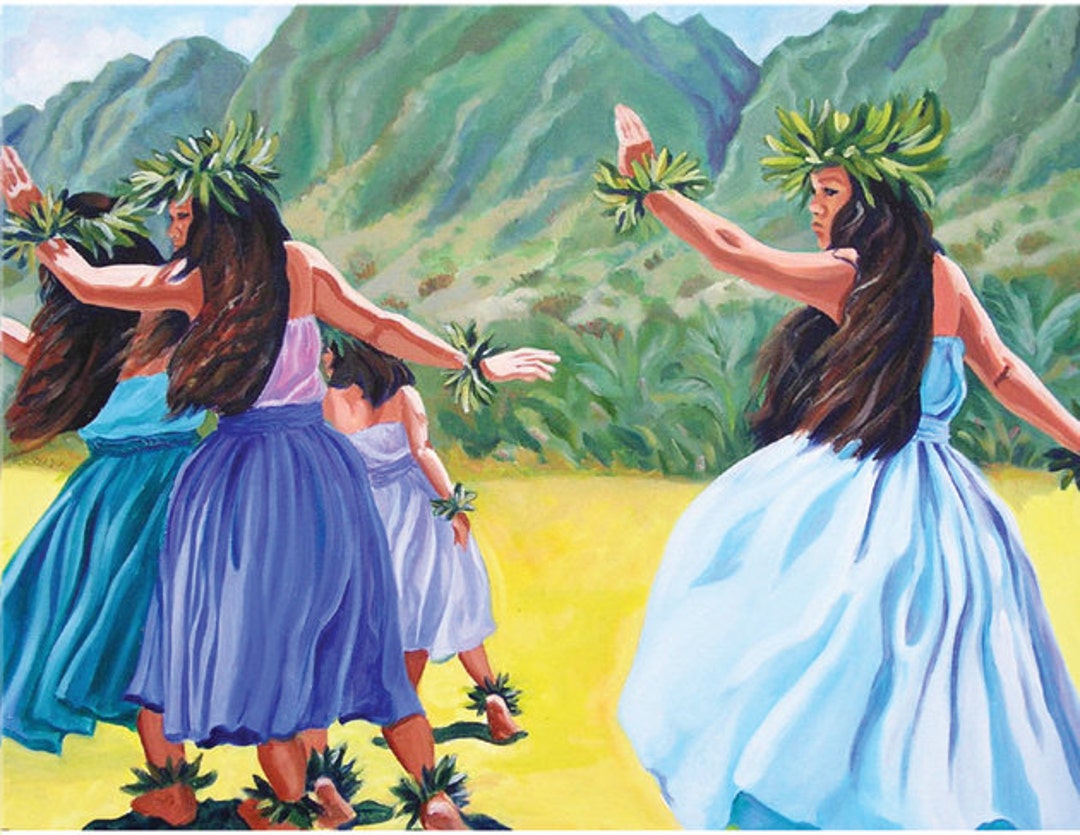 Hawaiian Hula Ho'i, Hawaiian Hula, Hula Dancers, Island Art - Etsy