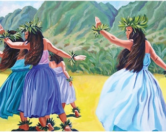 Hawaiian Hula Ho'i, Hawaiian Hula, Hula Dancers, island art