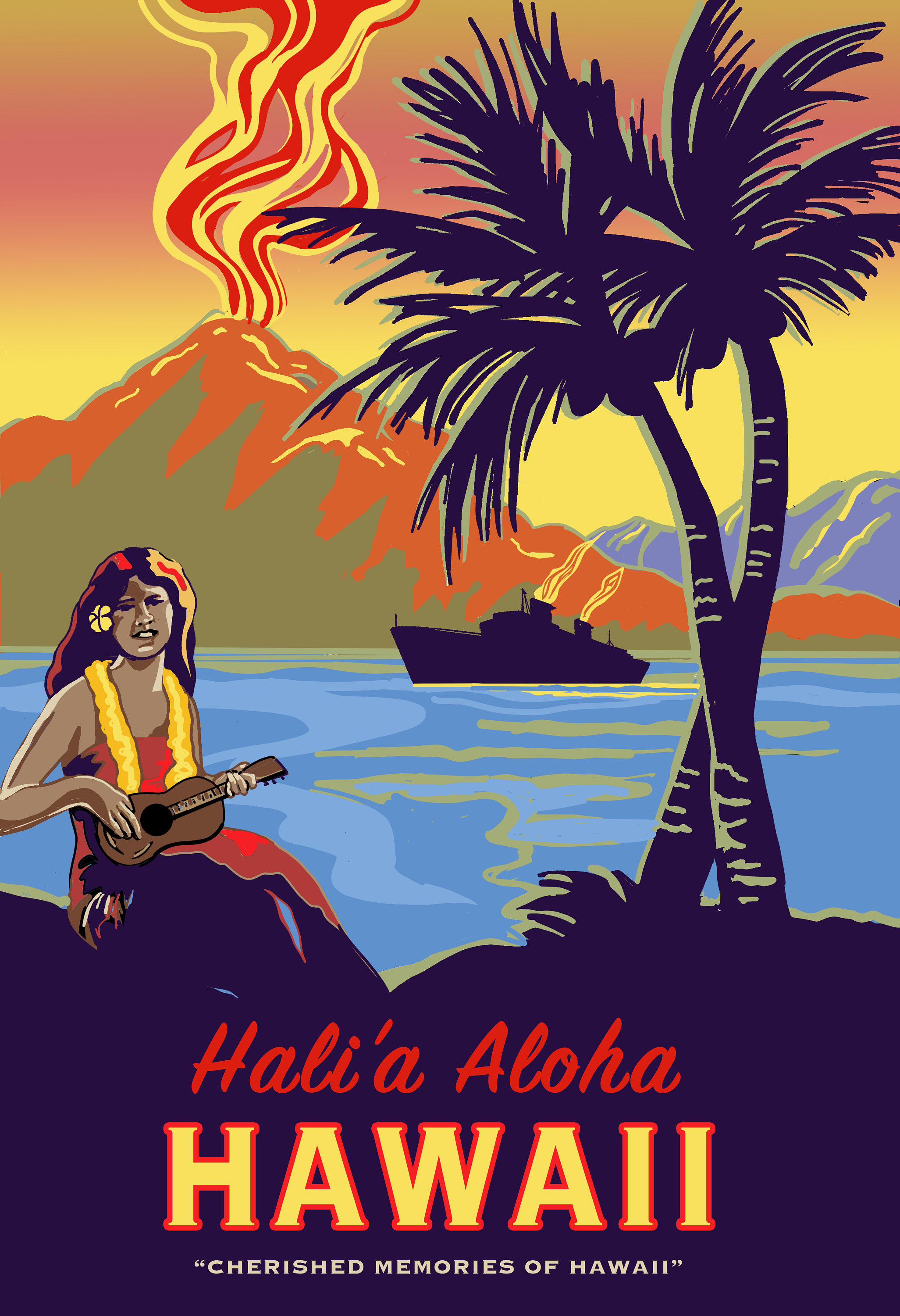 Vintage Memories of HAWAII, Hawaii Boat Days, Retro Hawaiian