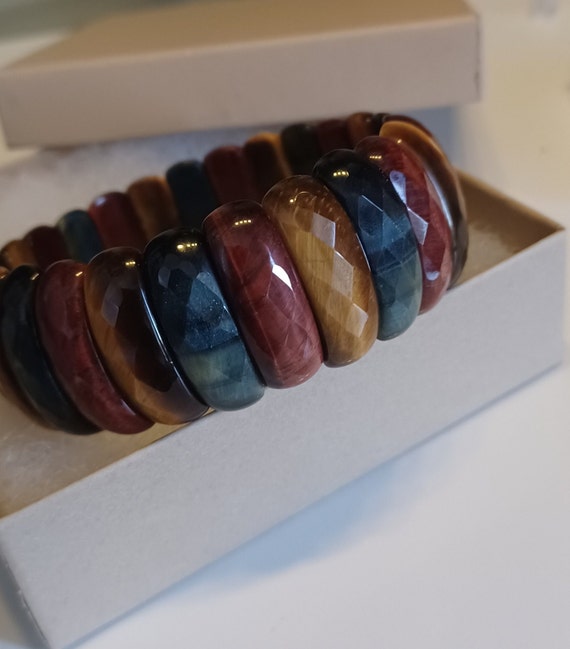 Tigers Eye Stretchy Bracelets | Red, Blue, Multi Tigers Eye Stretchy Bracelets | Red, Blue, Multi