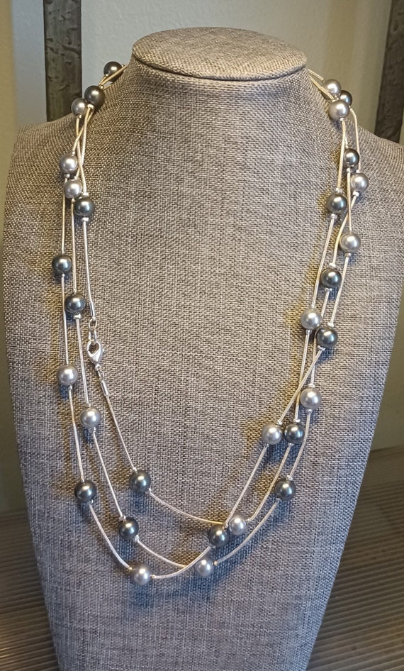 Pearl and Snake Chain 60 inch Long Necklace