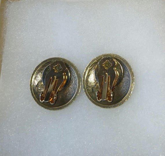 Brass Button Style Earrings - image 7