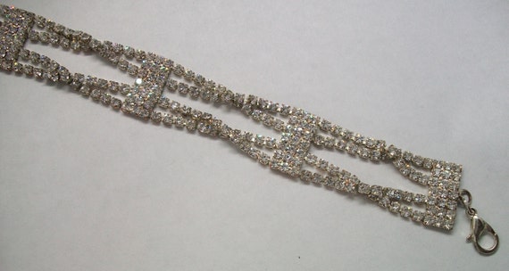 Cross Over Silver Rhinestone Bracelet, Rhinestone… - image 3