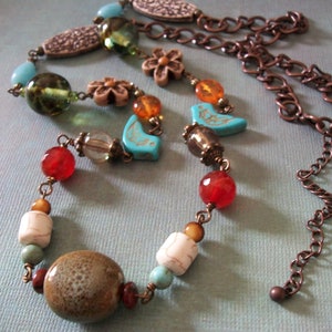 Bird & Flower Multi-Gemstone Adjustable Necklace