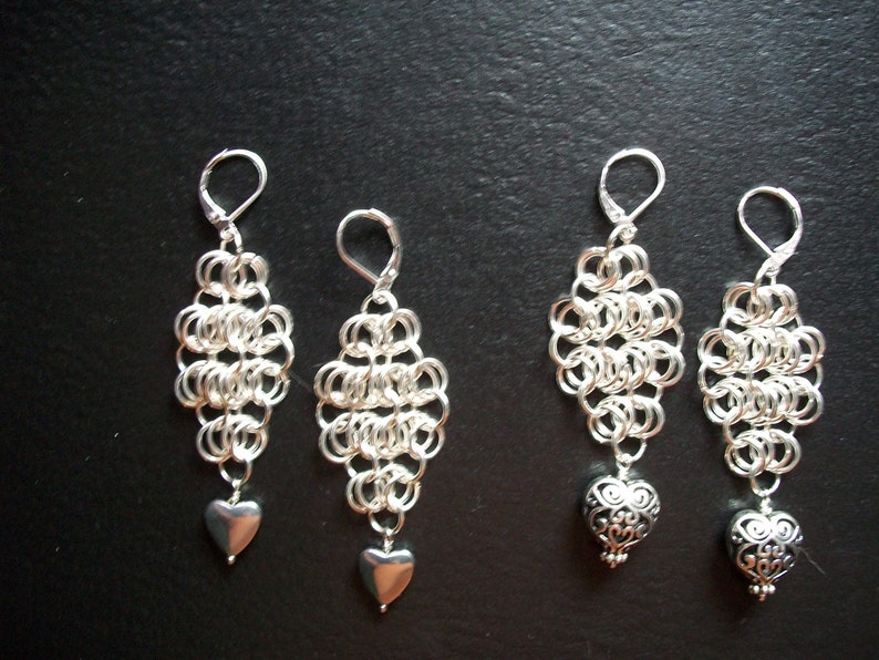 Chainmaille Heart /& Sterling Silver Earrings Your Choice