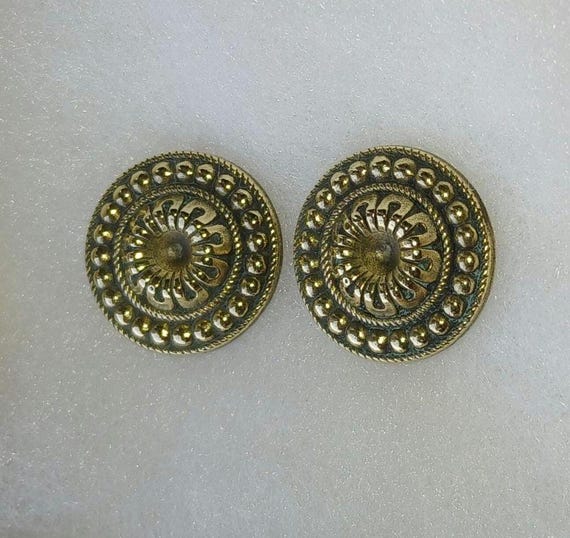 Brass Button Style Earrings - image 6