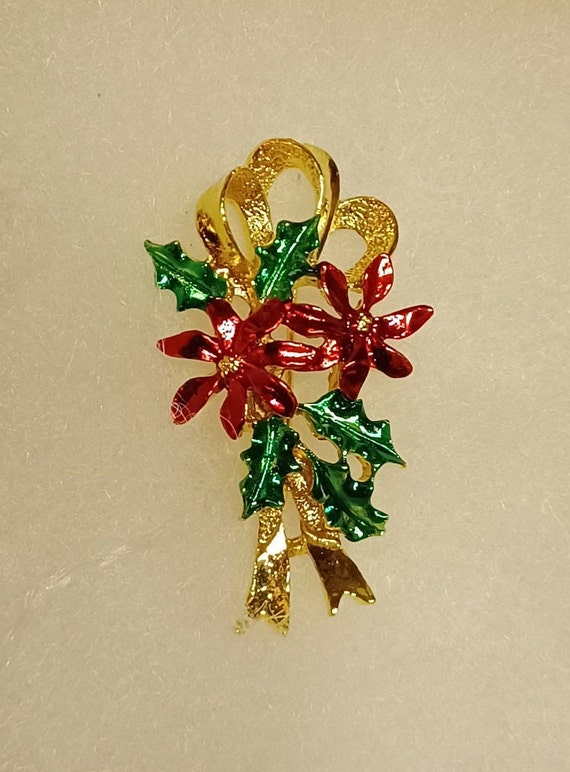 Gerry Weber Floral Poinsettia Gold Ribbon Brooch
