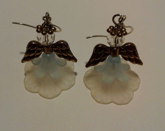 Blue Angel & Golden Wing Earrings