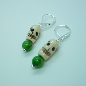 Macabre Bone African Skull Beaded Earrings