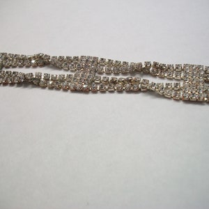 Cross Over Silver Rhinestone Bracelet, Rhinestone Statement Bracelet