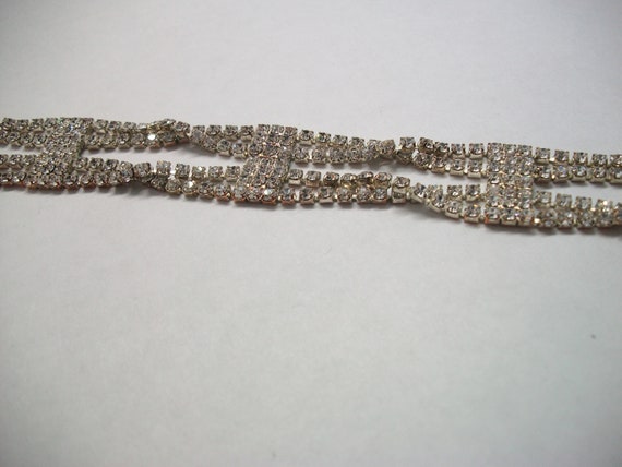 Cross Over Silver Rhinestone Bracelet, Rhinestone… - image 1