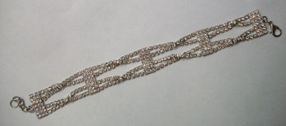 Cross Over Silver Rhinestone Bracelet, Rhinestone… - image 4