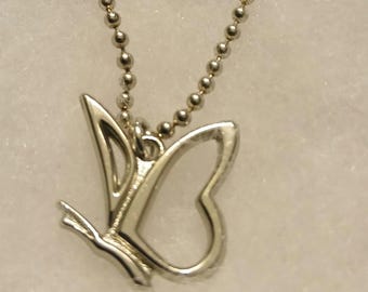 Silver Butterfly Charm Adjustable Necklace