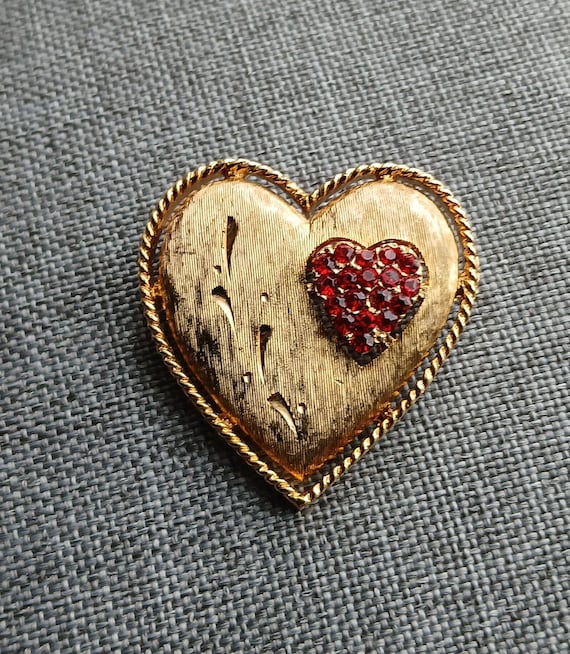 Jonette jewelry heart in a heart red rhinestone br
