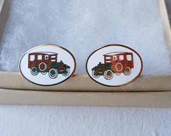 Antique Model T Car Enamel Cufflinks