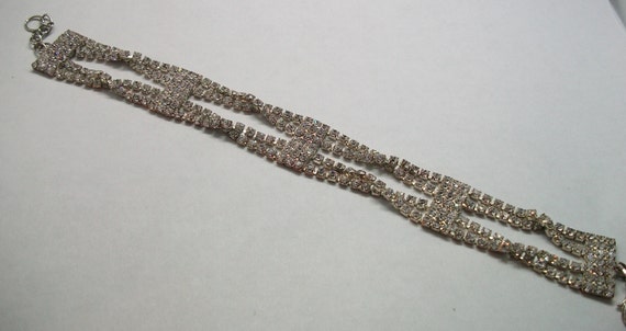 Cross Over Silver Rhinestone Bracelet, Rhinestone… - image 6