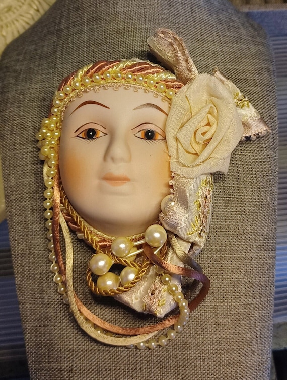 Vintage Marcela Porcelain Large Brooch