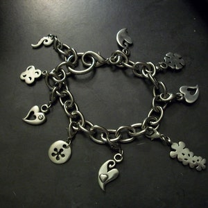 Silver Heart Charms Adjustable Bracelet