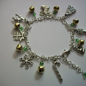 Christmas Charm Bracelet, Birthstone Bracelet
