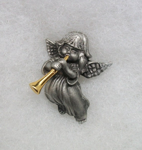 Daria Music Pewter Angel Brooch, Pewter Angel Broo