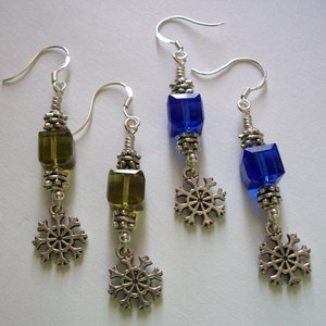 Cube Swarovski Crystal Holiday Sterling Silver Earrings
