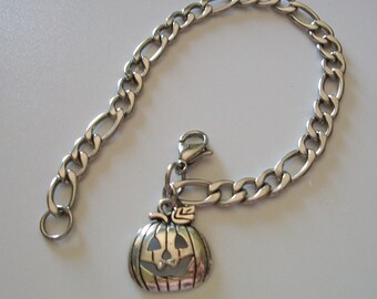Silver Pumpkin Charm Bracelet