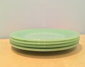 Set of Four Vintage Fire King Jane Ray Salad Plates in Jadeite