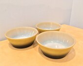 Set of Three Vintage Fire King Variegated Green Cereal Bowls- 1970s