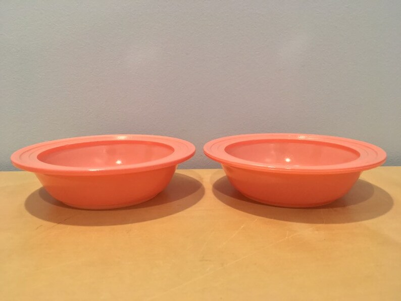 Set of Two Vintage Hazel Atlas Dessert Bowls in Pink Monotone