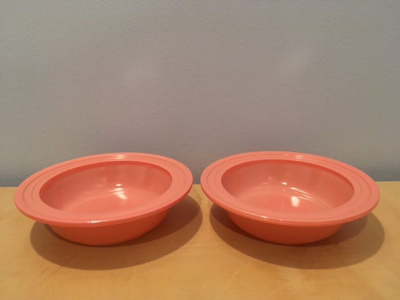 Set of Two Vintage Hazel Atlas Dessert Bowls in Pink Monotone