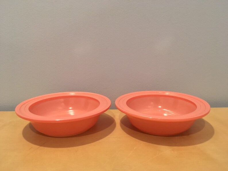 Set of Two Vintage Hazel Atlas Dessert Bowls in Pink Monotone