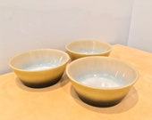 Set of Three Vintage Fire King Variegated Green Cereal Bowls- 1970s
