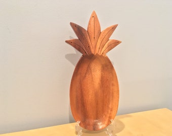 Vintage Teak Wood Pineapple Tray- made in Hong Kong