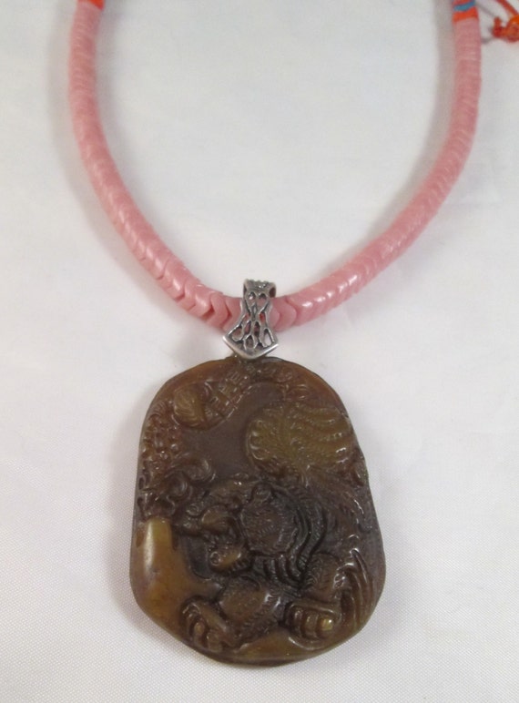 Carved Jade Tiger Pendant Sterling Bail Vintage African - Jade Tiger Pendant Jewelry Carved Jade Tiger Pendant Sterling Bail Vintage African - Jade Tiger Pendant Jewelry