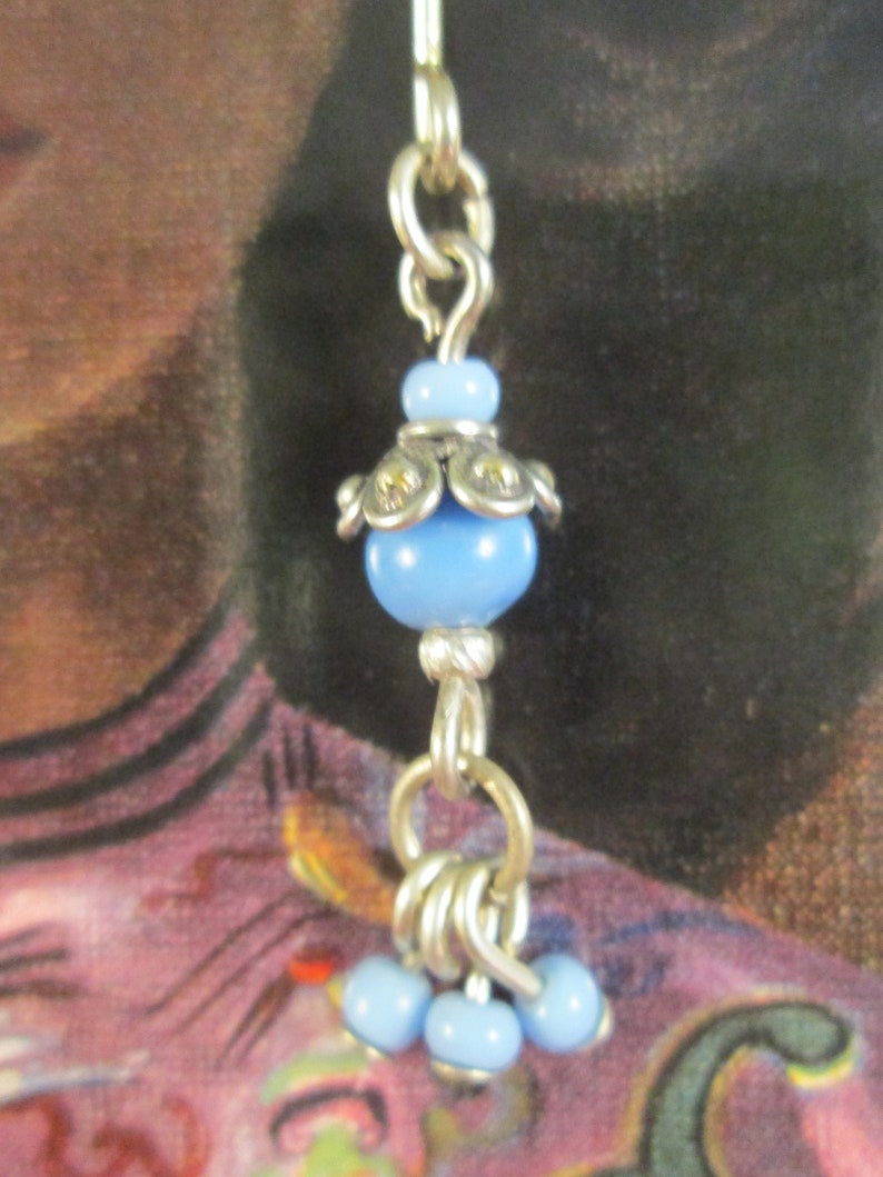 Sterling silver earrings with vintage glass beads and decorative sterling fittings