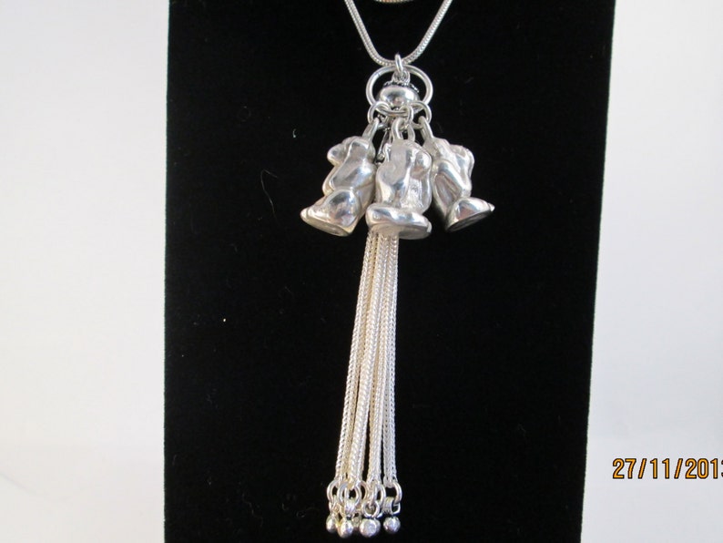 3 Wise Monkeys solid sterling silver charm pendants handmade artisan jewellery Turkish tassel /& sterling snake chain