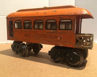 Vintage Lionel O Gauge Prewar Tinplate Orange 604 Pullman observation Car Coach