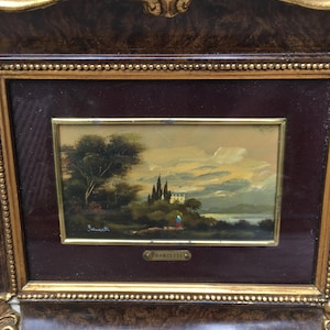 Franzetti  miniature oil painting on wood mid 1950&#39;s Italy