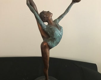 Bronze Collett sculpture Gymnast statue signed Collett