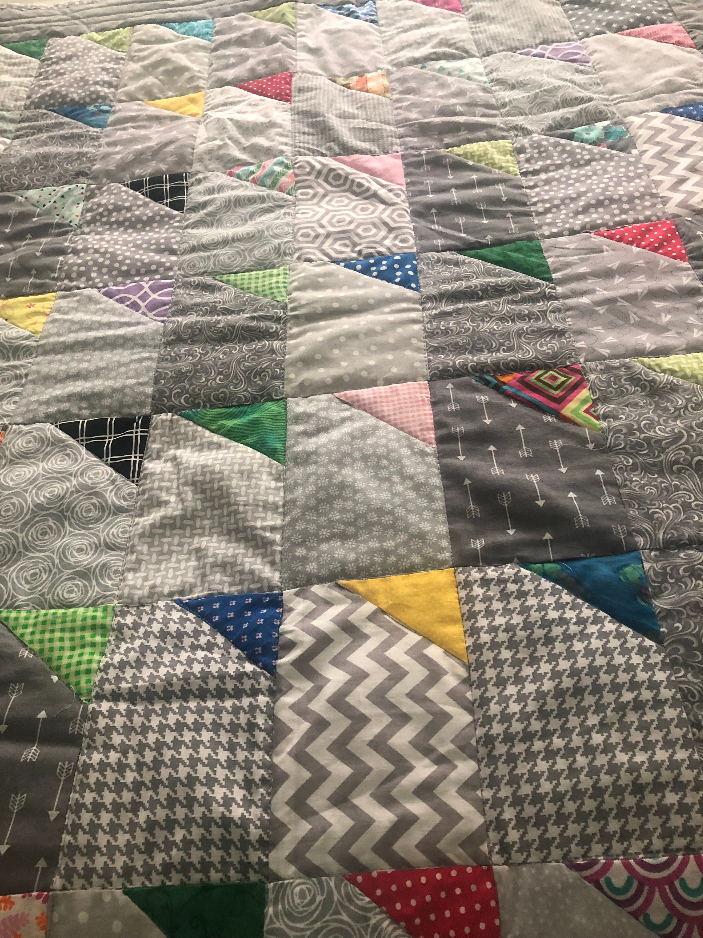Baby Quilt, Gender Neutral Quilt, Gray Baby Quilt/lap Quilt, Tummy Time