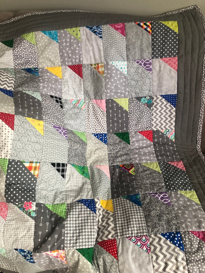 Baby Quilt, Gender Neutral Quilt, Gray Baby Quilt/lap Quilt, Tummy Time Quilt Etsy