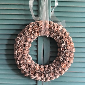 Paper Rose Wreath with Pearls/Book Paper Flower, Mother&#39;s Day Gift, Wedding/Anniversary Gift, Housewarming, Valentine&#39;s Day