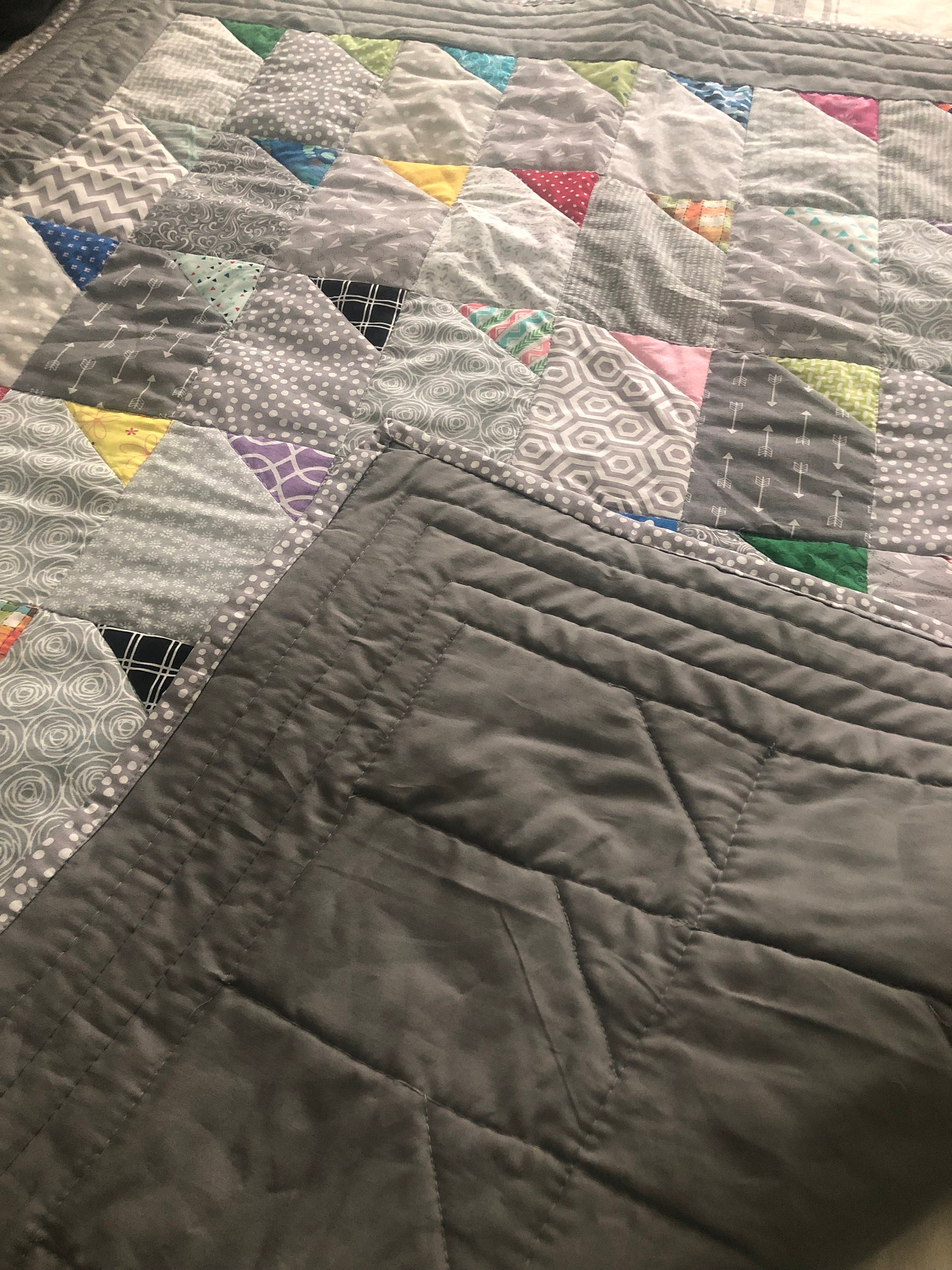 Baby Quilt, Gender Neutral Quilt, Gray Baby Quilt/lap Quilt, Tummy Time