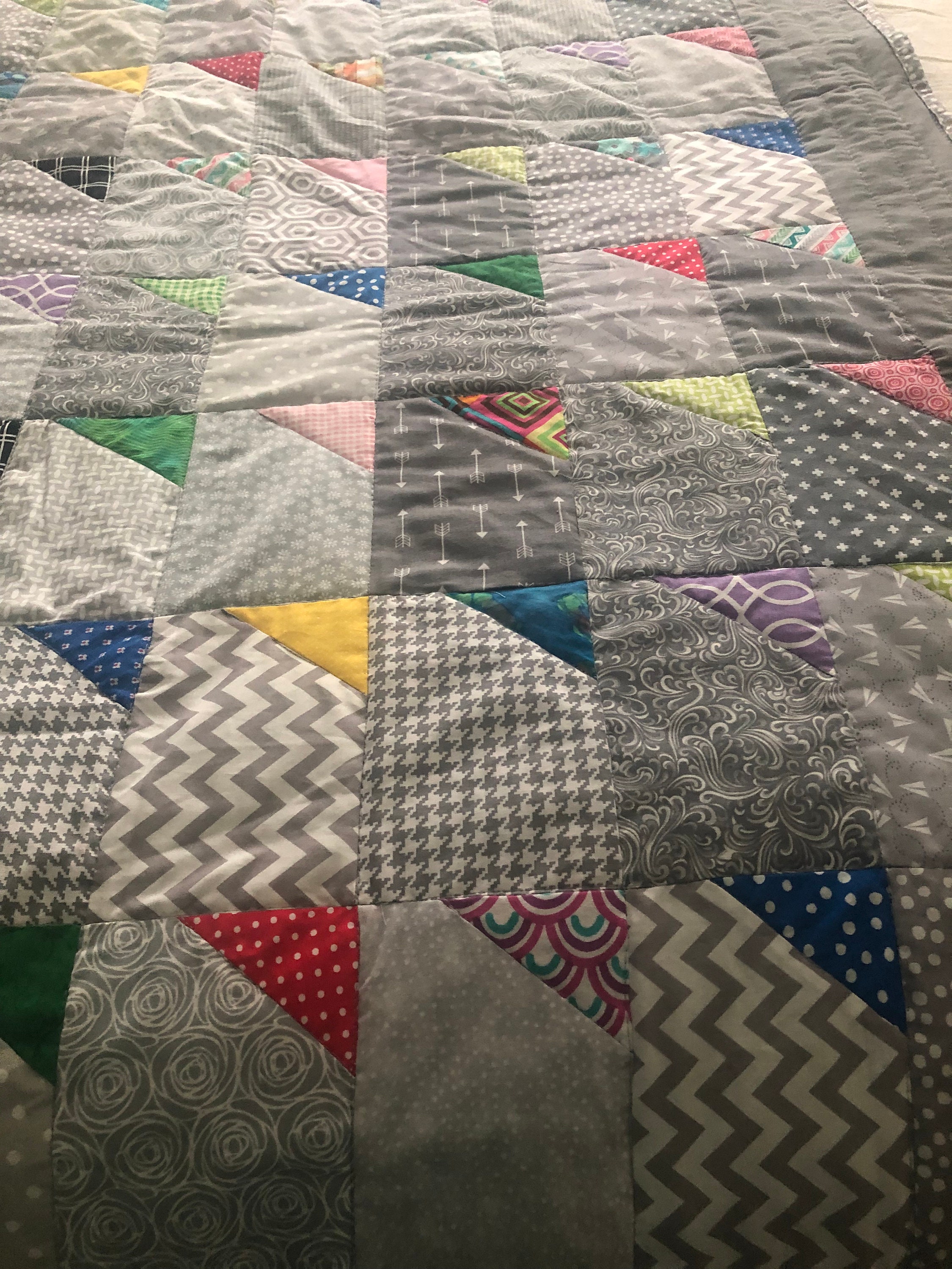 Baby Quilt, Gender Neutral Quilt, Gray Baby Quilt/lap Quilt, Tummy Time
