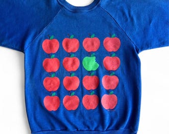Vintage 80s Kids Apple Print Sweatshirt (Youth L/14-16)